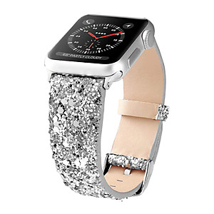 Женский блестящий кожаный ремешок для Apple Watch, White 38MM 40MM 41MM
